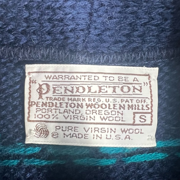 PENDLETON VINTAGE Button down V-Neck Sweater Cardigan with Fair Isle Small - Picture 3 of 8